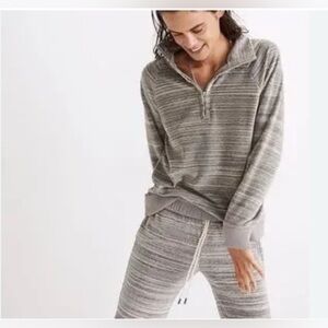 Madewell MWL Velour Space-Dyed Half-Zip Sweatshirt